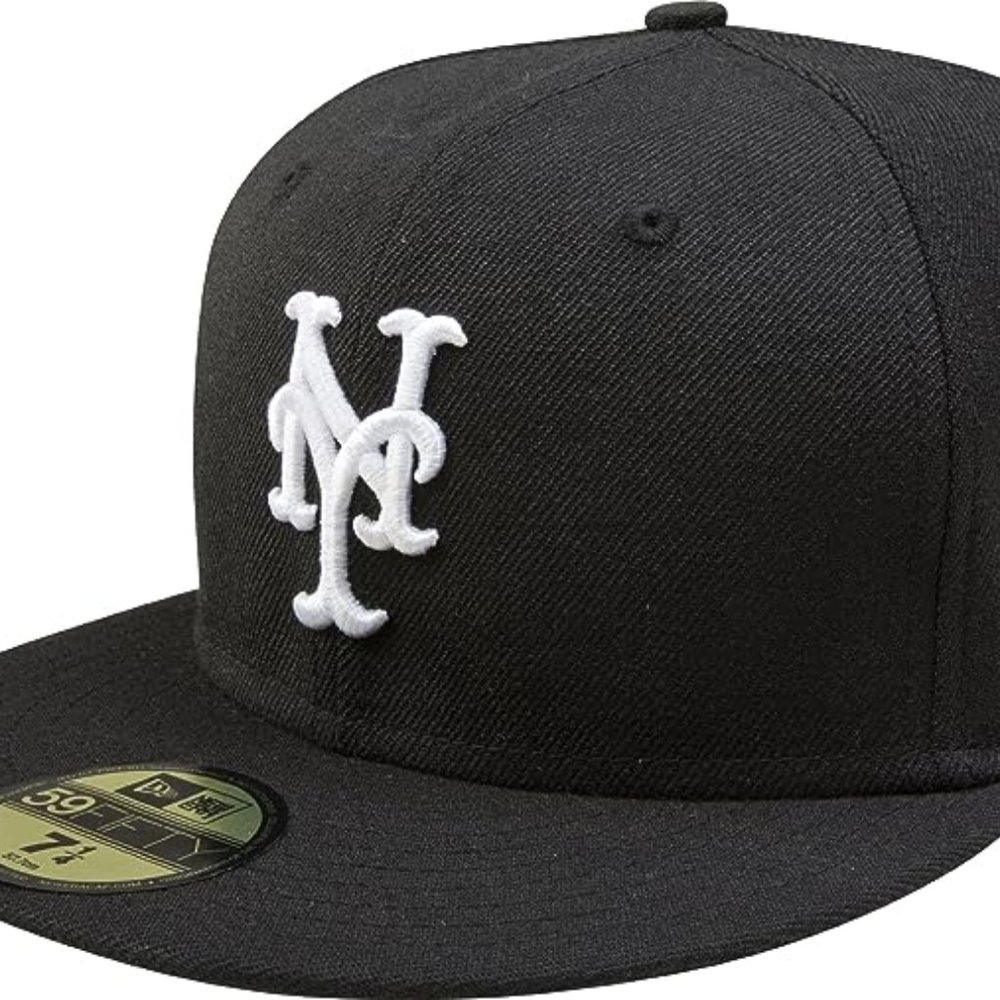 MLB New York Mets Black with White 59FIFTY Fitted Cap
